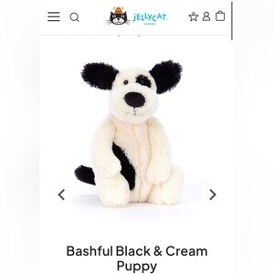 Jellycat Mini Bashful Black and Cream Puppy